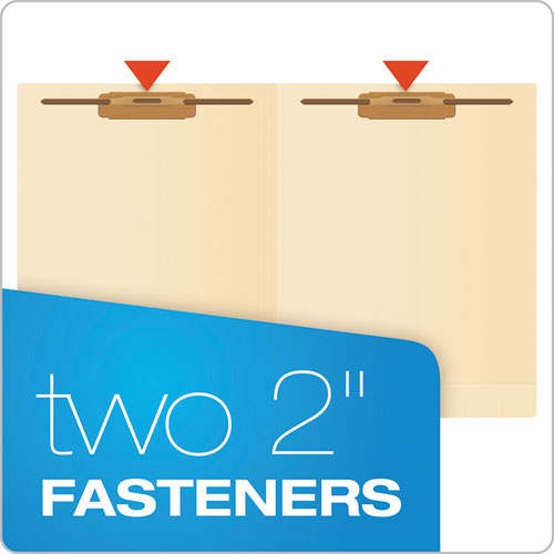 Manila End Tab Expanding Fastener Folders, 2-ply Tabs, 0.75" Expansion, 2 Fasteners, Letter Size, Manila Exterior, 50/box