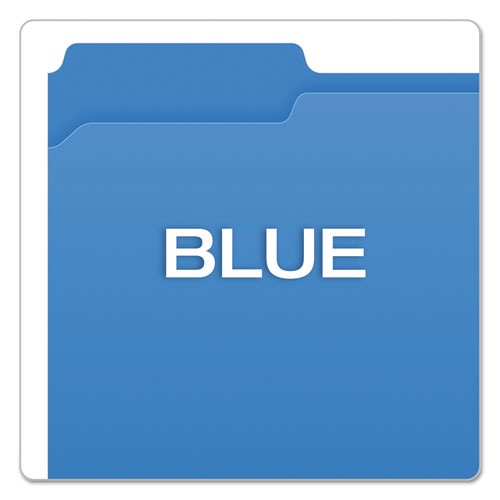 Double-ply Reinforced Top Tab Colored File Folders, 1/3-cut Tabs: Assorted, Letter Size, 0.75" Expansion, Blue, 100/box