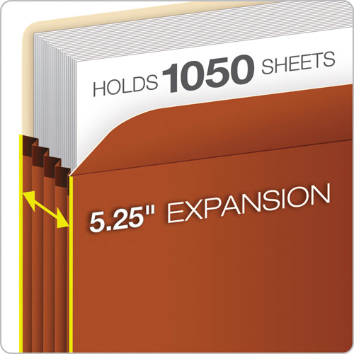 Pocket File, 5.25" Expansion, Legal Size, Red Fiber