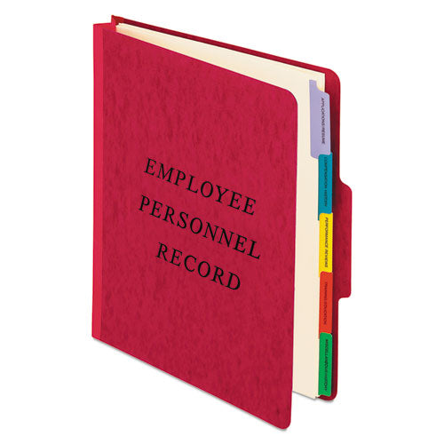 Vertical-style Personnel Folders, 2" Expansion, 5 Dividers, 2 Fasteners, Letter Size, Red Exterior