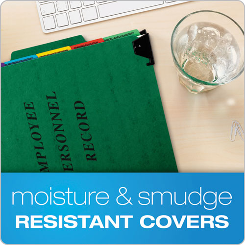 Hanging-style Personnel Folders, 5 Dividers With 1/5-cut Tabs, Letter Size, 1/3-cut Exterior Tabs, Green.
