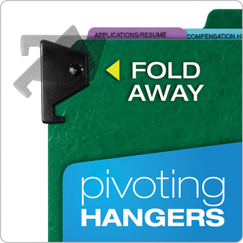 Hanging-style Personnel Folders, 5 Dividers With 1/5-cut Tabs, Letter Size, 1/3-cut Exterior Tabs, Green.
