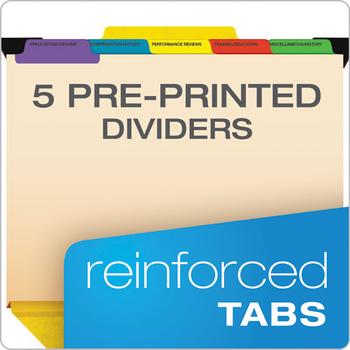 Hanging-style Personnel Folders, 5 Dividers With 1/5-cut Tabs, Letter Size,1/3-cut Exterior Tabs, Yellow