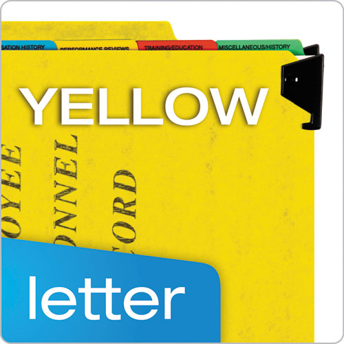Hanging-style Personnel Folders, 5 Dividers With 1/5-cut Tabs, Letter Size,1/3-cut Exterior Tabs, Yellow