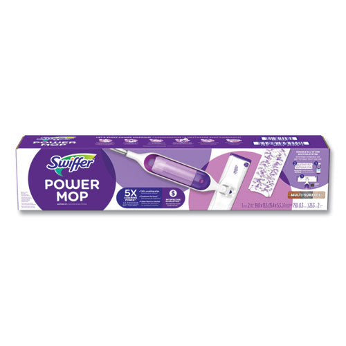Power Mop, 15.4 X 5.3 White/purple Cloth Head, 26" Silver Aluminum Handle