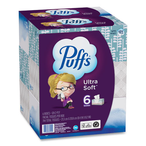 Ultra Soft Facial Tissue, 2-ply, White, 124 Sheets/box, 6 Boxes/pack, 4 Packs/carton.