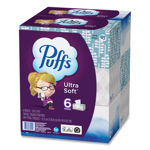 Ultra Soft Facial Tissue, 2-ply, White, 124 Sheets/box, 6 Boxes/pack, 4 Packs/carton.