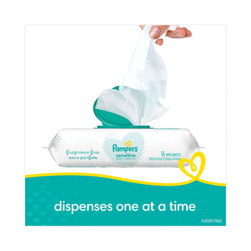Sensitive Baby Wipes, 1-ply, 6.8 X 7, Unscented, White, 56/pack, 8 Packs/carton.
