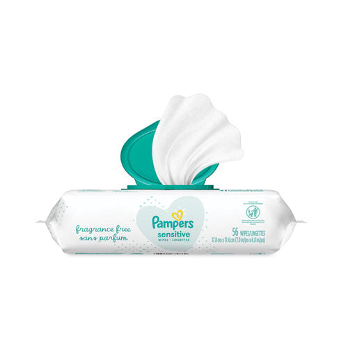 Sensitive Baby Wipes, 1-ply, 6.8 X 7, Unscented, White, 56/pack, 8 Packs/carton.