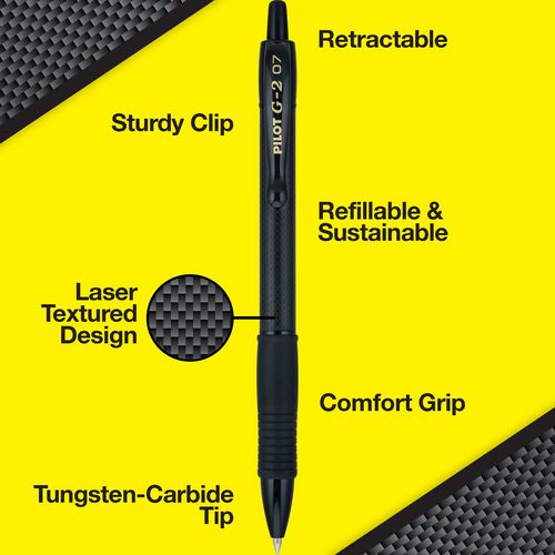 G2 Edge Premium Gel Pen, Retractable, Fine 0.7 Mm, Black Ink/barrel, 36/pack.