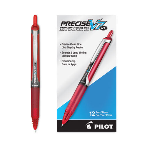 Precise V7rt Roller Ball Pen, Retractable, Fine 0.7 Mm, Red Ink, Red Barrel