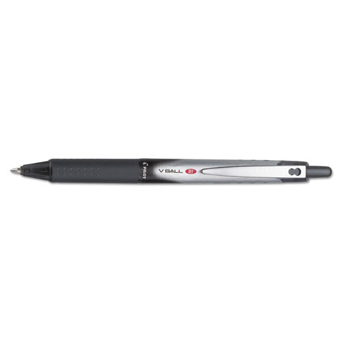 Vball Rt Liquid Ink Roller Ball Pen, Retractable, Fine 0.7 Mm, Black Ink, Black/white Barrel