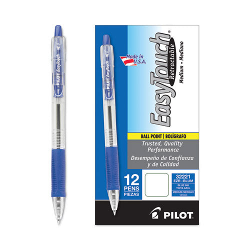 Easytouch Ballpoint Pen, Retractable, Medium 1 Mm, Blue Ink, Clear Barrel, Dozen.