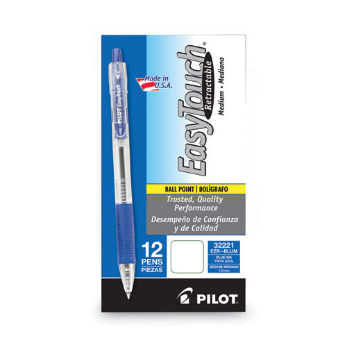 Easytouch Ballpoint Pen, Retractable, Medium 1 Mm, Blue Ink, Clear Barrel, Dozen.