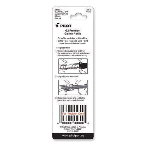 Refill For Pilot B2p, Dr Grip, G2, G6, Mr Metropolitan, Precise Begreen And Q7 Gel Pens,Extra-fine Tip, Blue Ink, 2/pack