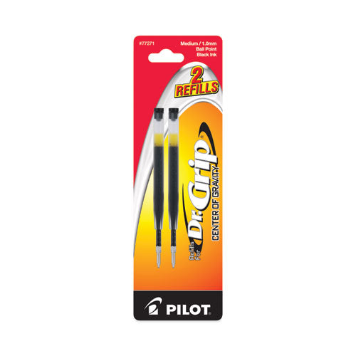 Refill For Pilot Dr. Grip Center Of Gravity Ballpoint Pens, Medium Conical Tip, Black Ink, 2/pack.
