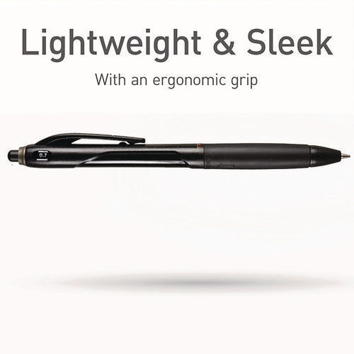 Pentonic Ballpoint Pen, Retractable, Fine 0.7 Mm, Black Ink, Black Barrel, 12/pack