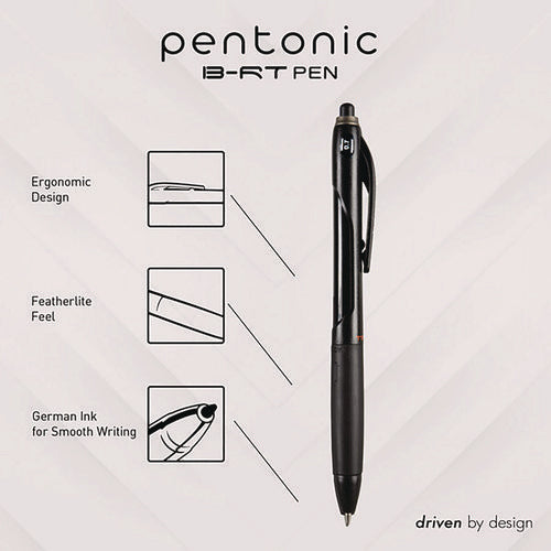 Pentonic Ballpoint Pen, Retractable, Fine 0.7 Mm, Blue Ink, Black/blue Barrel, 12/pack