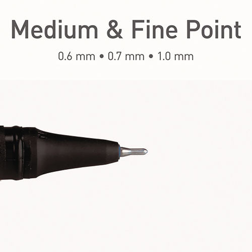 Pentonic Gel Pen, Stick, Assorted Point Sizes, Assorted Ink Colors, Black Barrel, 12/pack