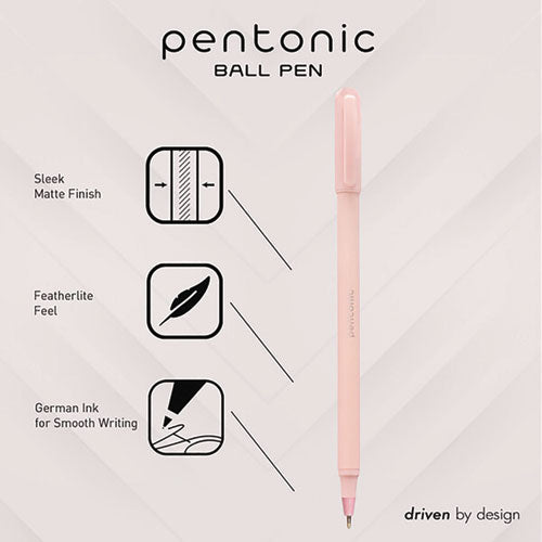 Pentonic Gel Pen, Stick, Fine 0.7 Mm, Red Ink, Pale Pink Barrel, 10/pack