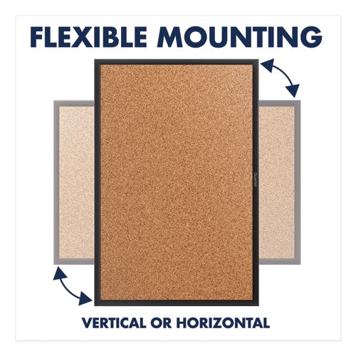 Classic Series Cork Bulletin Board, 24 X 18, Tan Surface, Black Aluminum Frame.