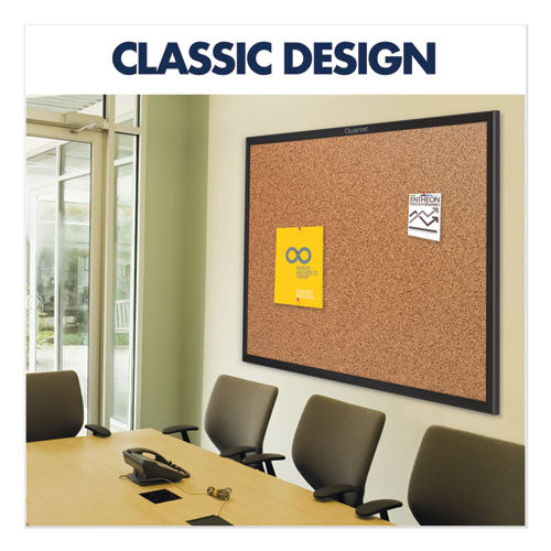 Classic Series Cork Bulletin Board, 24 X 18, Tan Surface, Black Aluminum Frame.