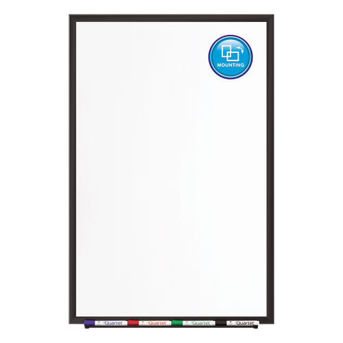 Classic Series Porcelain Magnetic Dry Erase Board, 36 X 24, White Surface, Black Aluminum Frame.