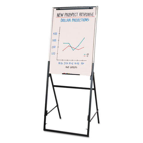 Futura Dry Erase Presentation Easel, 26 X 35, White Surface, Black Steel Frame.