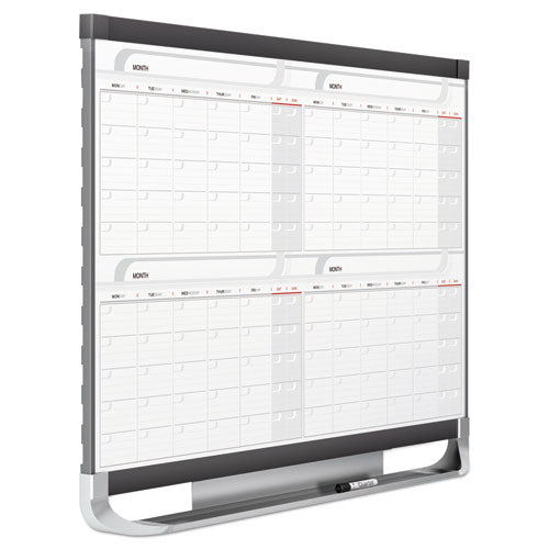 Prestige 2 Magnetic Total Erase Four-month Calendar, 48 X 36, White Surface,Graphite Fiberboard/plastic Frame