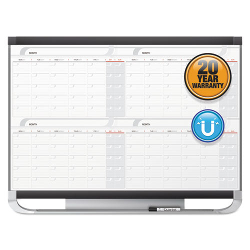 Prestige 2 Magnetic Total Erase Four-month Calendar, 48 X 36, White Surface,Graphite Fiberboard/plastic Frame