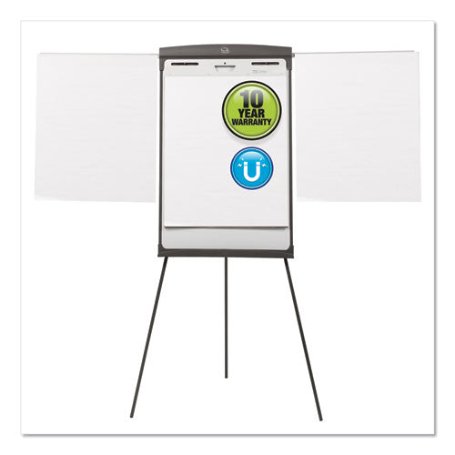 Magnetic Dry Erase Easel, 27 X 35, Graphite Surface, Graphite Plastic Frame.