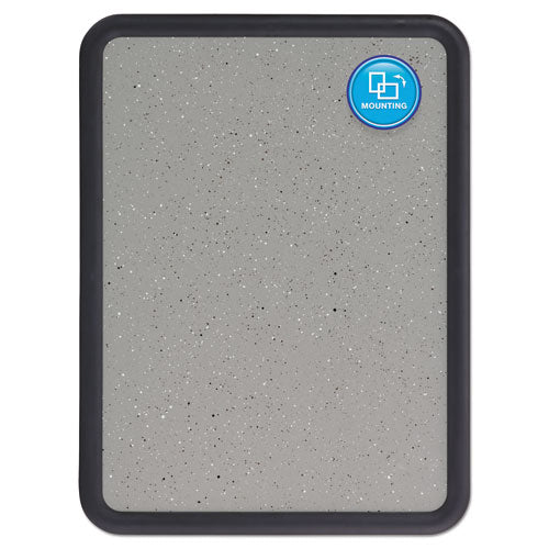 Contour Granite Board, 36 X 24, Granite Gray Surface, Black Plastic Frame.
