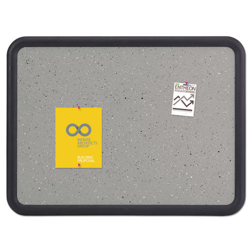 Contour Granite Board, 48 X 36, Granite Gray Surface, Black Plastic Frame