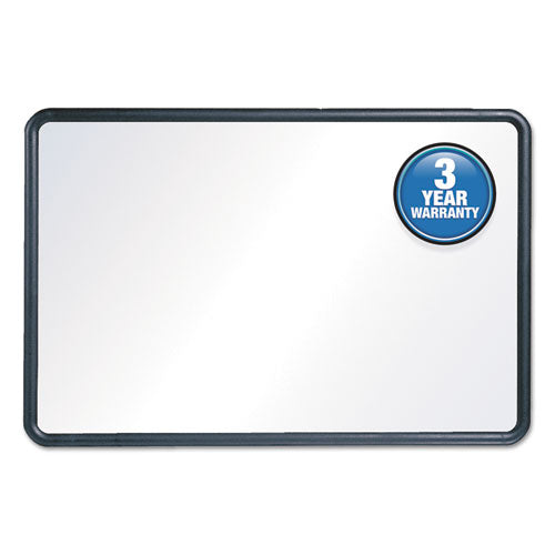 Contour Dry Erase Board, 24 X 18, Melamine White Surface, Black Plastic Frame.