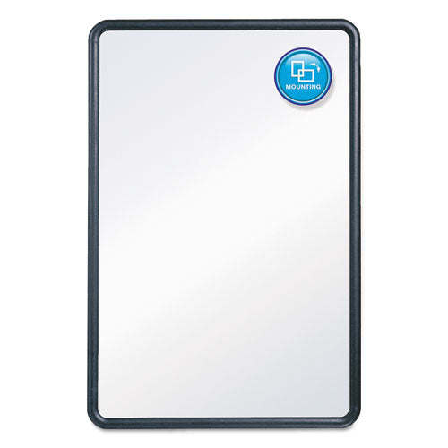 Contour Dry Erase Board, 48 X 36, Melamine White Surface, Black Plastic Frame.