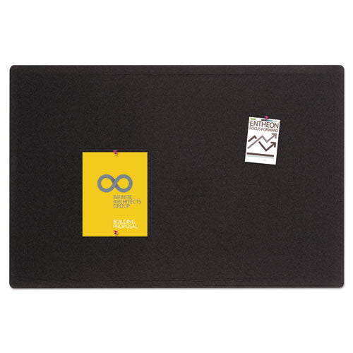 Oval Office Fabric Bulletin Board, 36 X 24, Black Surface.