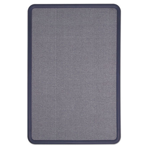 Contour Fabric Bulletin Board, 36 X 24, Light Blue Surface, Navy Blue Plastic Frame.