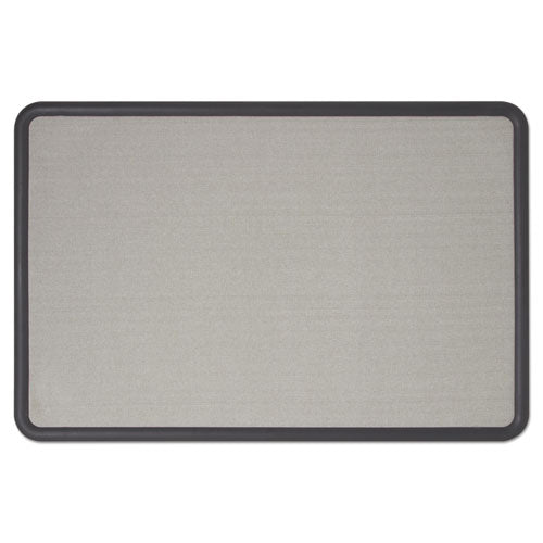 Contour Fabric Bulletin Board, 36 X 24, Gray Surface, Black Plastic Frame.