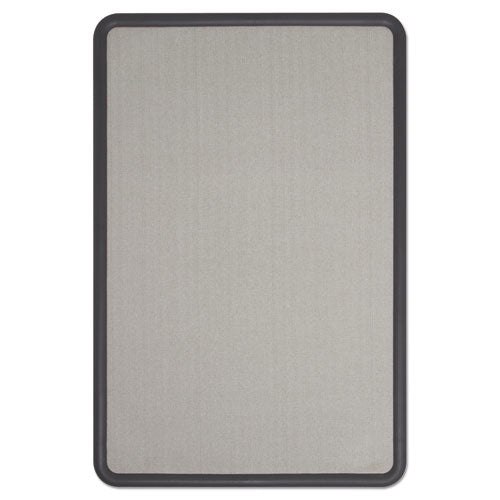 Contour Fabric Bulletin Board, 36 X 24, Gray Surface, Black Plastic Frame.