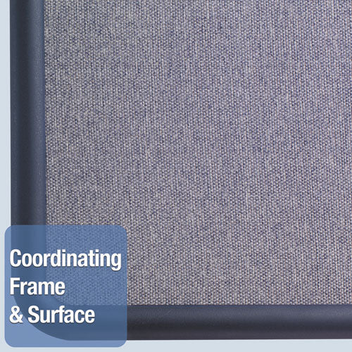 Contour Fabric Bulletin Board, 48 X 36, Light Blue Surface, Navy Blue Plastic Frame.