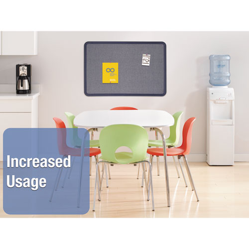 Contour Fabric Bulletin Board, 48 X 36, Light Blue Surface, Navy Blue Plastic Frame.