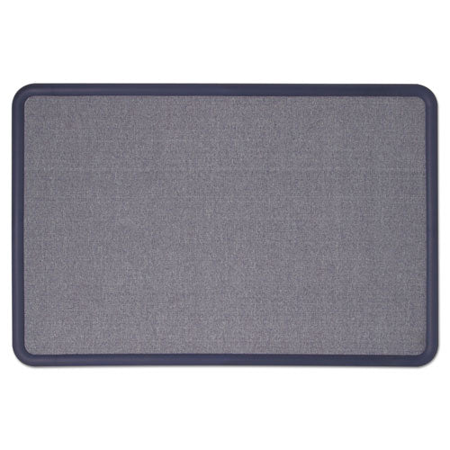 Contour Fabric Bulletin Board, 48 X 36, Light Blue Surface, Navy Blue Plastic Frame.