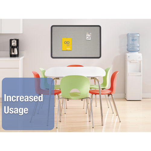 Contour Fabric Bulletin Board, 48 X 36, Gray Surface, Black Plastic Frame.