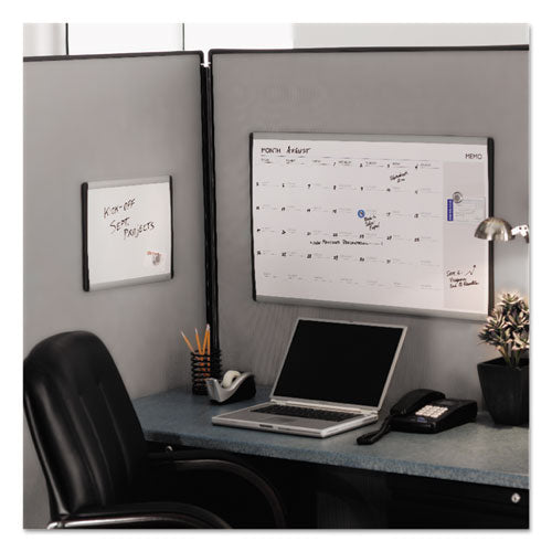 Arc Frame Cubicle Dry Erase Board, 24 X 14, White Surface, Silver Aluminum Frame.