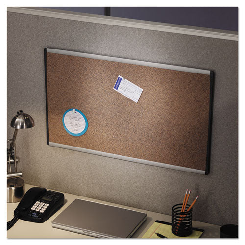 Arc Frame Cubicle Cork Board, 30 X 18, Tan Surface, Silver Aluminum Frame.