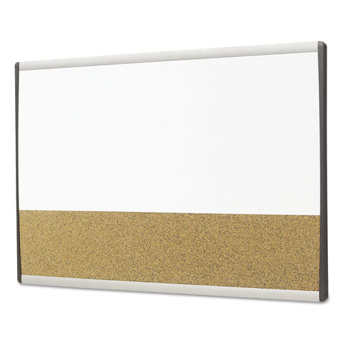 Arc Frame Cubicle Dry Erase/cork Board, 30 X 18, Tan/white Surface, Silver Aluminum Frame.