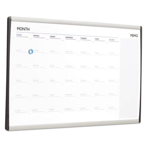 Arc Frame Cubicle Magnetic Dry Erase Calendar,One Month Format, 30 X 18, White Surface, Silver Aluminum Frame