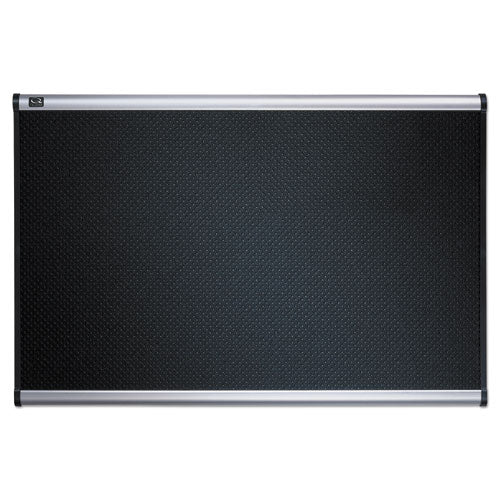 Prestige Black Embossed Foam Bulletin Board, 48 X 36, Black Surface, Silver Aluminum/plastic Frame.