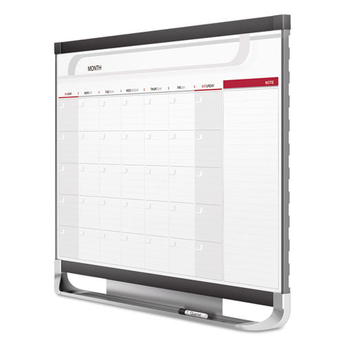 Prestige 2 Magnetic Total Erase Monthly Calendar, 36 X 24, White Surface, Graphite Fiberboard/plastic Frame.