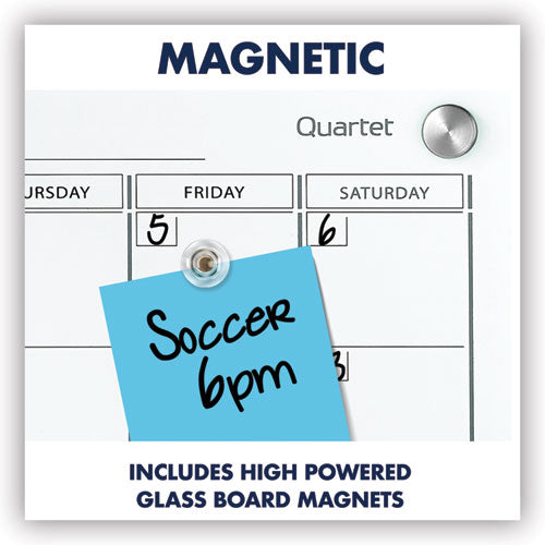 Infinity Magnetic Glass Calendar Board, One Month, 24 X 18, White Surface.